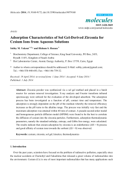Adsorption Characteristics of Sol Gel