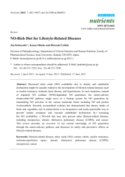 NO-Rich Diet for Lifestyle-Related Diseases