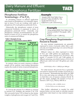 Dairy Manure and Effluent as Phosphorus Fertilizer