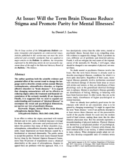 At Issue: Will the Term Brain Disease Reduce Stigma and Promote