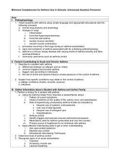 Minimum Competencies for Asthma Care in Schools: Unlicensed