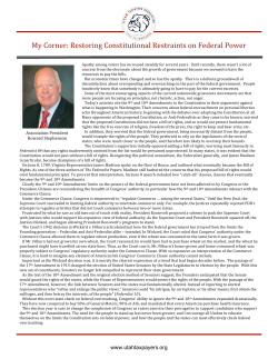 My Corner: Restoring Constitutional Restraints on Federal Power