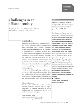 Challenges in an affluent society