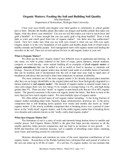 Organic Matters: Feeding the Soil and Building Soil Quality