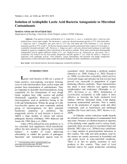 Isolation of Acidophilic Lactic Acid Bacteria Antagonistic to Microbial