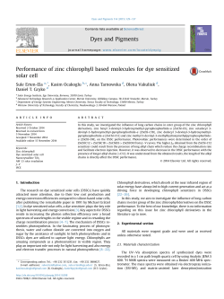 Performance of zinc chlorophyll based molecules for dye sensitized