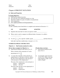 Chapter 6 PERCENT NOTATION