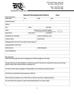 General Developmental History - Developmental Therapy Center