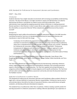 ACRL Standards for Proficiencies for Assessment Librarians and
