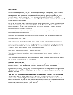 FEDERAL LAW In 2009, Congress passed the Credit Card