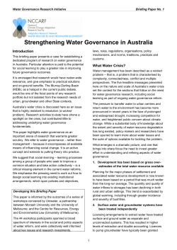Strengthening Water Governance in Australia