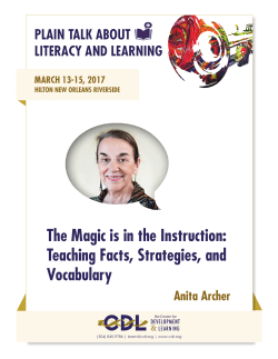 The Magic is in the Instruction - Center for Development and Learning