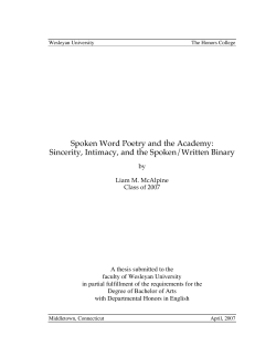 Spoken Word Poetry and the Academy: Sincerity, Intimacy, and the