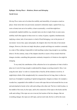 1 Epilogue: Moving Places &ndash; Relations, Return and Belonging