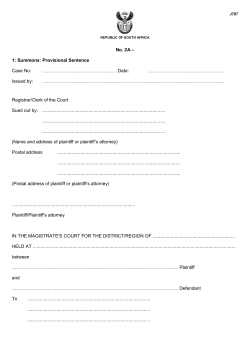 No. 2A &ndash; 1: Summons: Provisional Sentence Case No