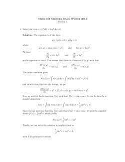 Math 315 Midterm Exam Winter 2014 Version 1 1. Solve (sinxcosx +