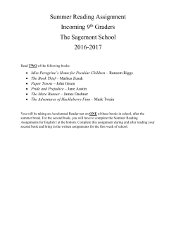 9th Grade Summer Reading List