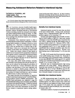 Measuring Adolescent Behaviors Related to Intentional Injuries