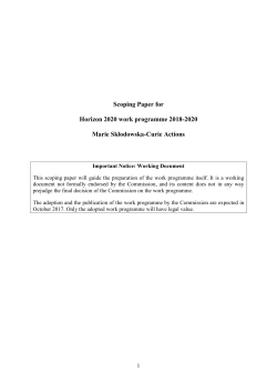 Scoping Paper for Horizon 2020 work programme 2018
