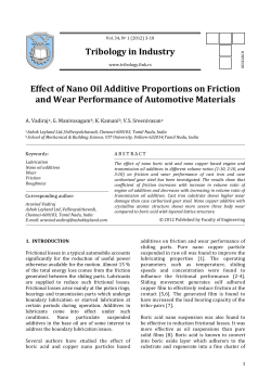 1. Effect of nano oil additive proportions on friction and wear