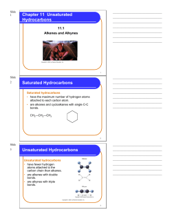 Chapter 11 Unsaturated Hydrocarbons Saturated Hydrocarbons