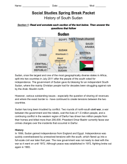 Social Studies Spring Break Packet History of South Sudan Sudan
