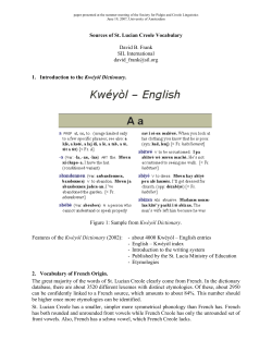 Sources of St Lucian Creole Vocabulary
