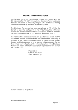 PREAMBLE AND DISCLAIMER NOTICE The following document