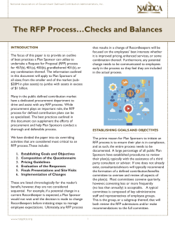 The RFP Process&hellip;Checks and Balances