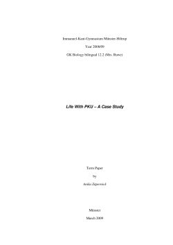 Facharbeit Biologie 2009 Life With PKU