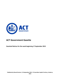 ACT Government Gazette 24 Sep 2015