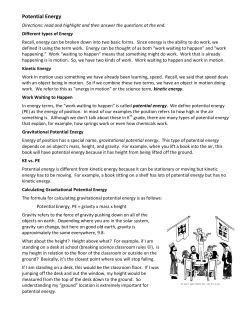 Potential Energy - Westerville City Schools