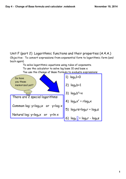 Day 4 - Change of Base formula and calculator .notebook