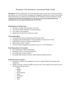 Romantic Unit Summative Assessment Study Guide
