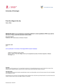 University of Groningen From the village to the city Caro, Erka