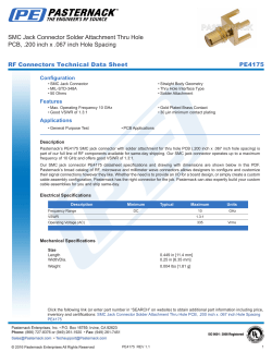 SMC Jack Connector Solder Attachment Thru Hole PCB, .200 inch x