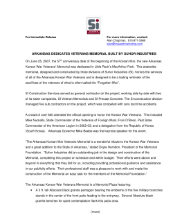 arkansas dedicates veterans memorial built by suhor