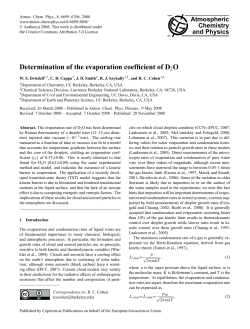 Determination of the evaporation coefficient of