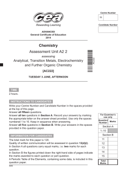 A2 2, Analytical, Transition Metals, Electrochemistry and