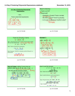 3.4 part 2 - Factoring Polynomials NOTES
