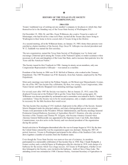 HISTORY OF THE TEXAS STATE SOCIETY OF WASHINGTON, D.C.