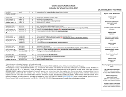 Staff Calendar - Charles County Public Schools