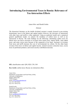 Introducing Environmental Taxes in Russia: Relevance of
