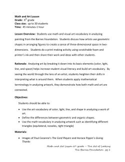 Math and Art Lesson Grade: 6 grade Class size: up to 30 students