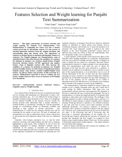 Features Selection and Weight learning for Punjabi Text
