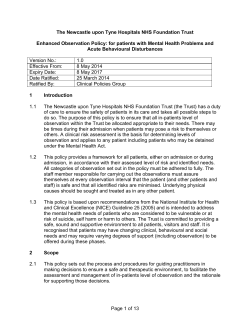 Enhanced Observation Policy: for patients with Mental Health