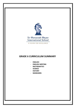 GRADE 6 CURRICULUM SUMMARY