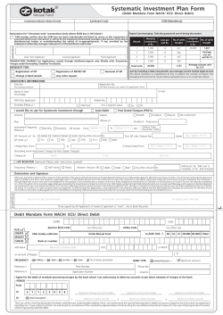 SIP Registration Form - Kotak Asset Management