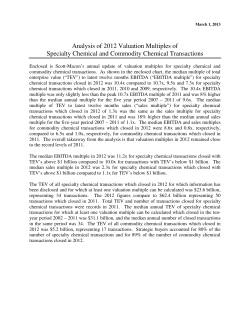 2012 Annual Chemical Valuation Multiples - Scott