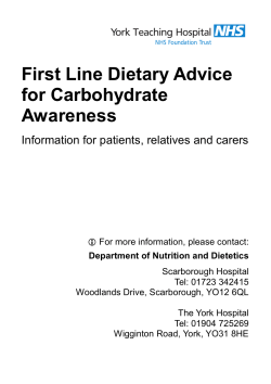 First Line Dietary Advice for Carbohydrate Awareness